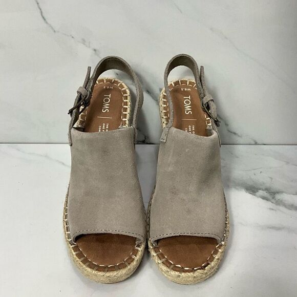 TOMS Monica Desert Taupe Wedge Heel Sandals - Picture 4 of 9